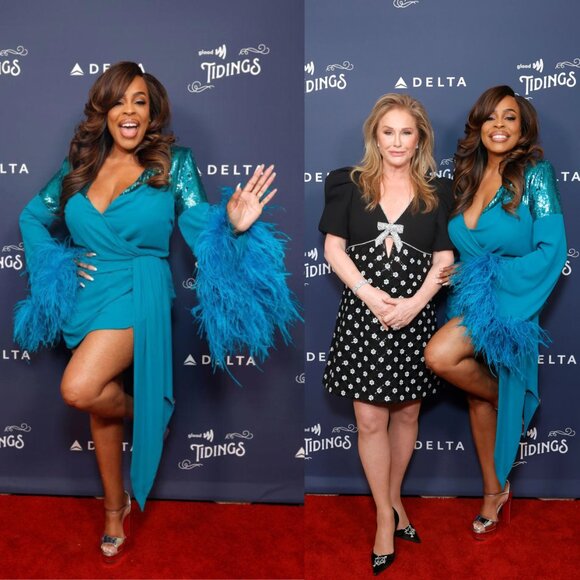 NWT Nervi Pami Teal Mini Dress with Sequin & Ostrich Feather Cuffs - Picture 12 of 12